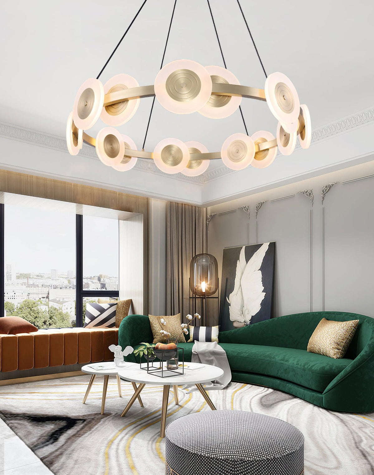 Samiya Brass LED Chandelier – Modern Nordic Pendant Light