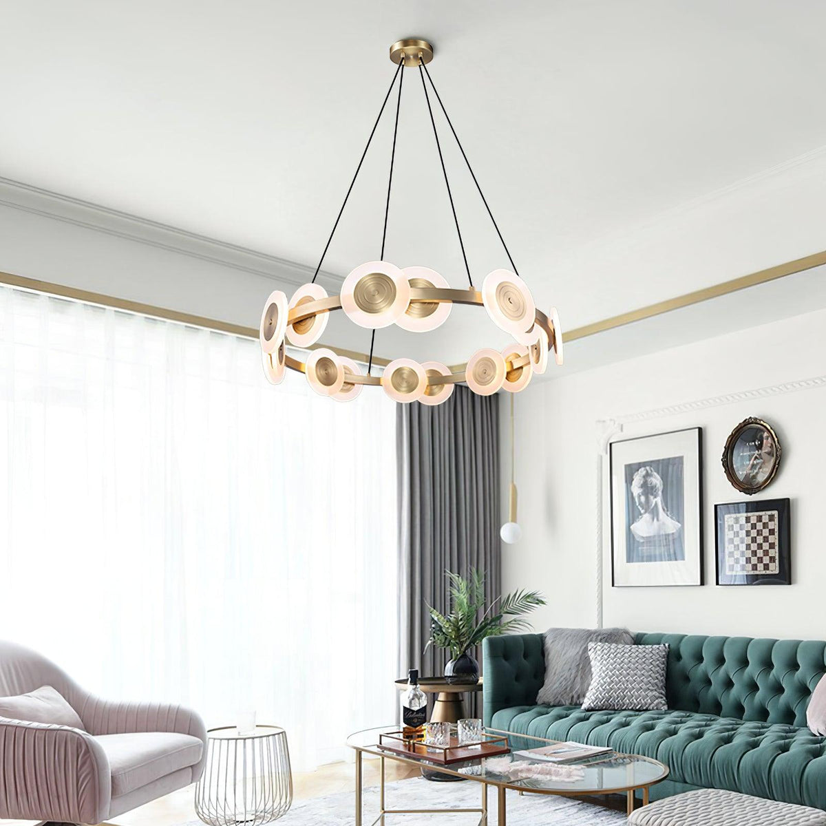 Samiya Brass LED Chandelier – Modern Nordic Pendant Light