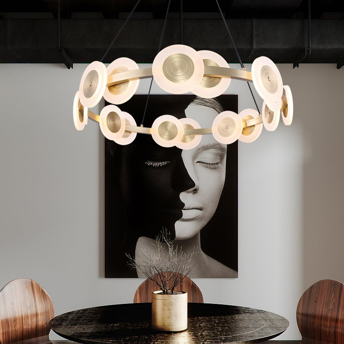 Samiya Brass LED Chandelier – Modern Nordic Pendant Light