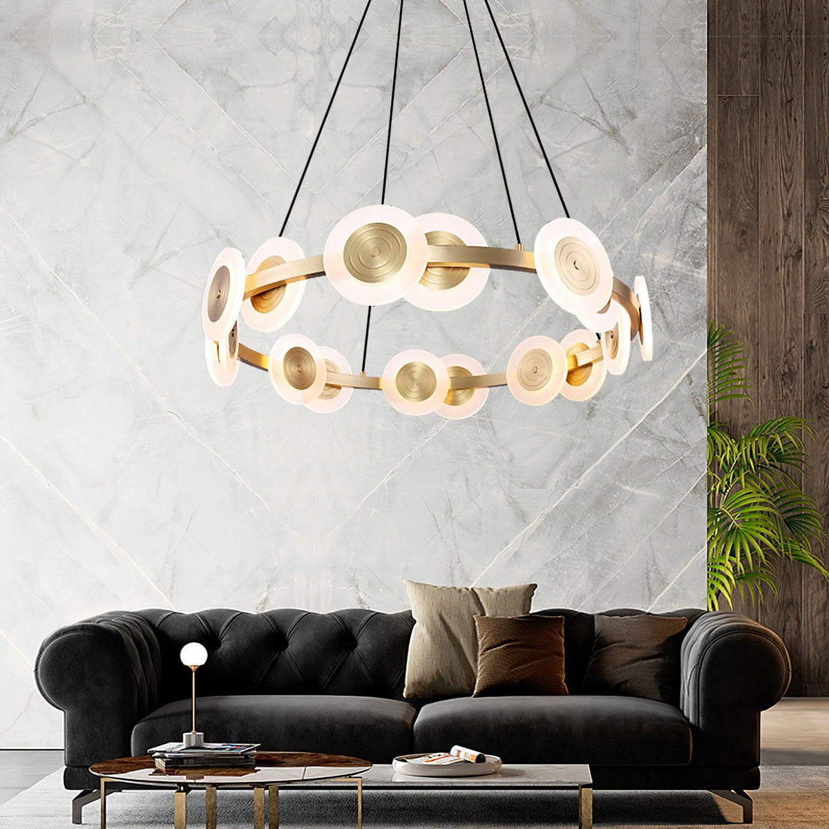 Samiya Brass LED Chandelier – Modern Nordic Pendant Light