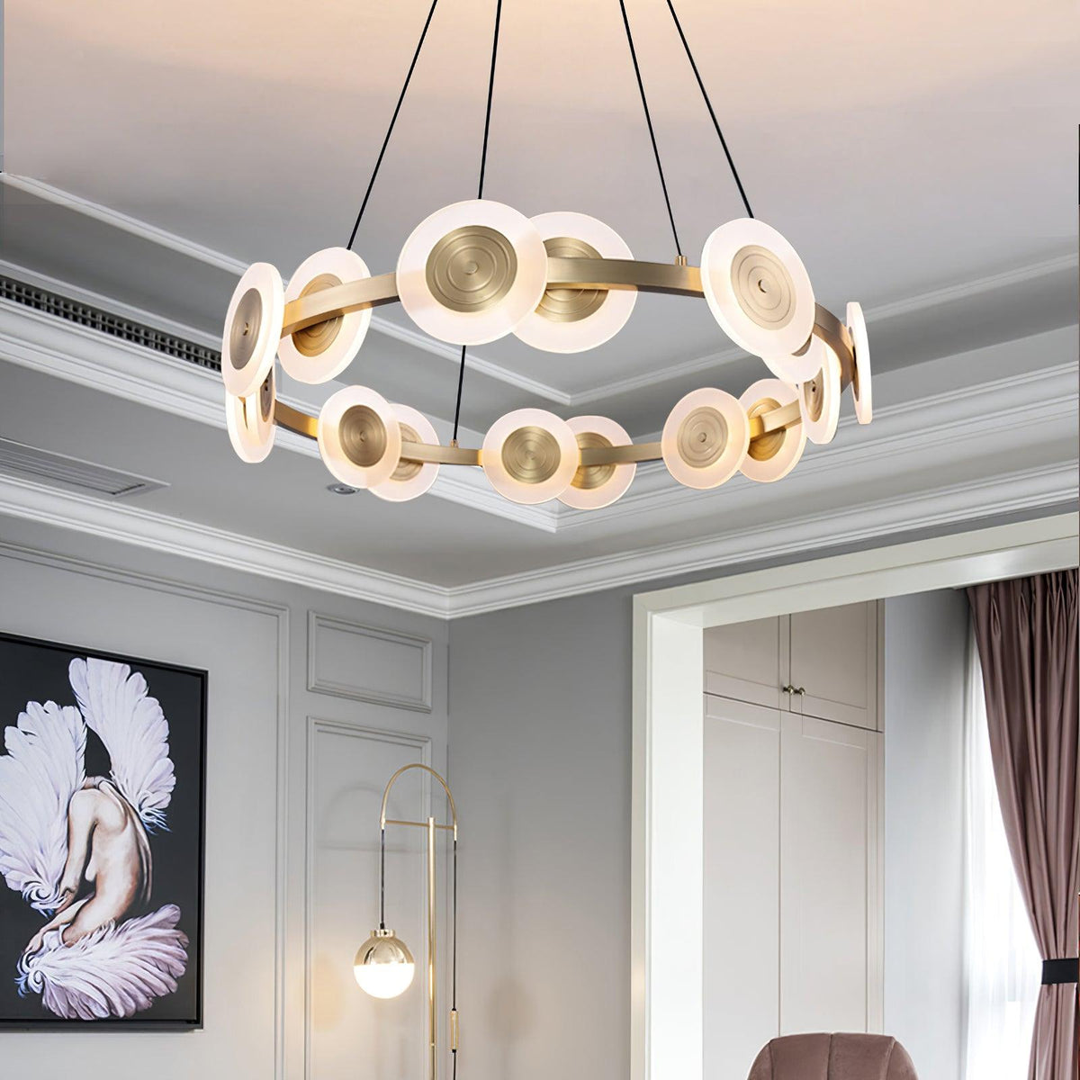 Samiya Brass LED Chandelier – Modern Nordic Pendant Light