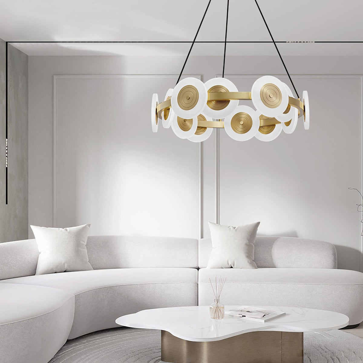 Samiya Brass LED Chandelier – Modern Nordic Pendant Light