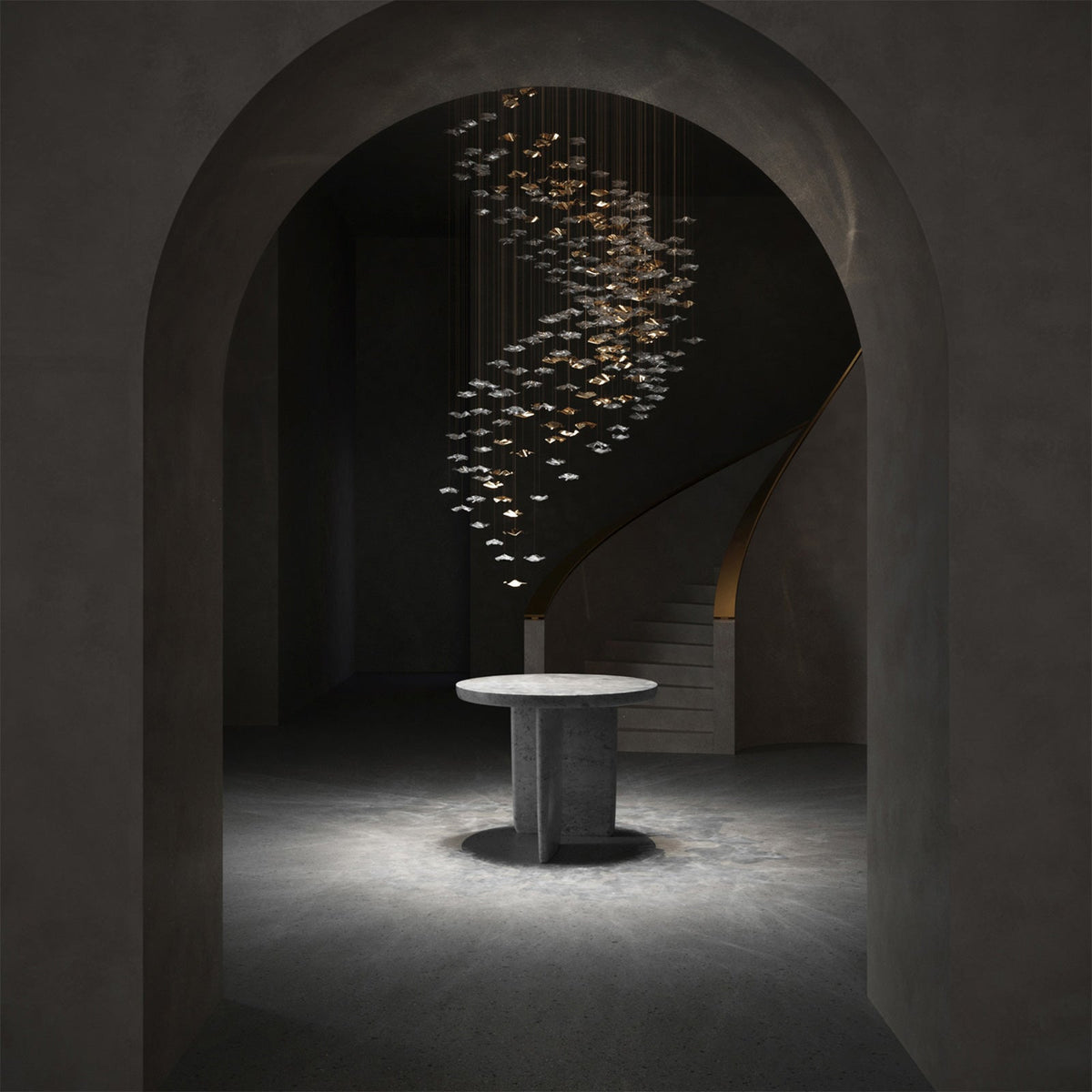 Tidal Art Glass Chandelier – Modern Cascading LED Pendant Light