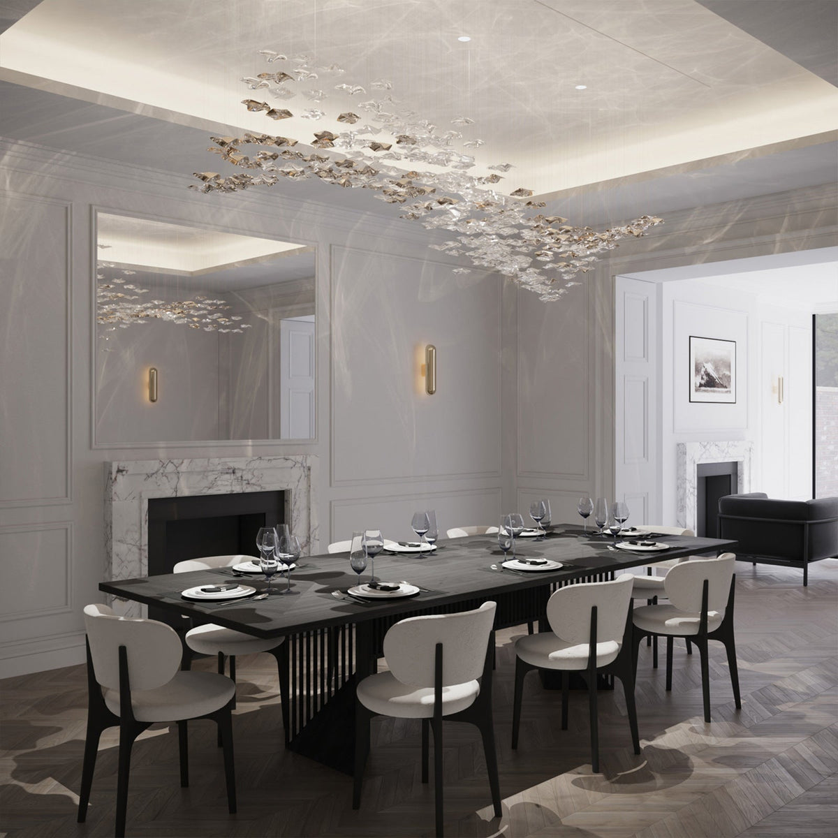 Tidal Art Glass Chandelier – Modern Cascading LED Pendant Light