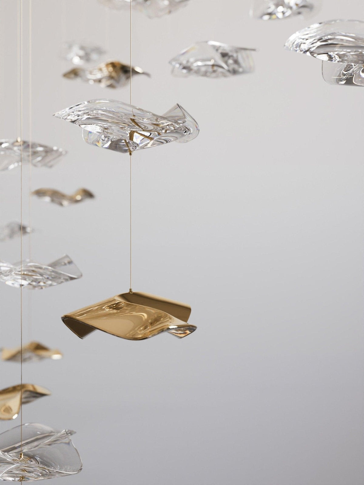 Tidal Art Glass Chandelier – Modern Cascading LED Pendant Light