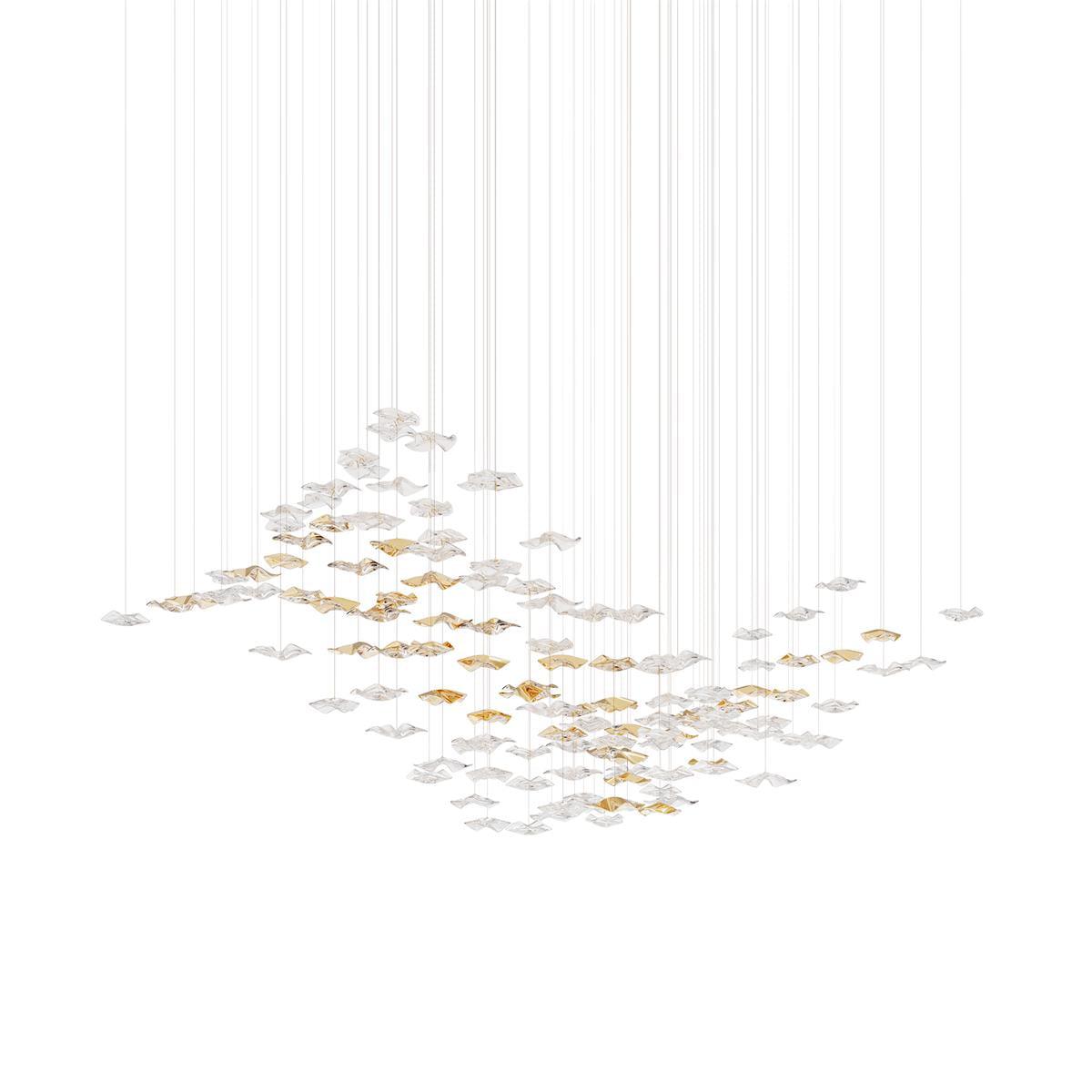 Tidal Art Glass Chandelier – Modern Cascading LED Pendant Light