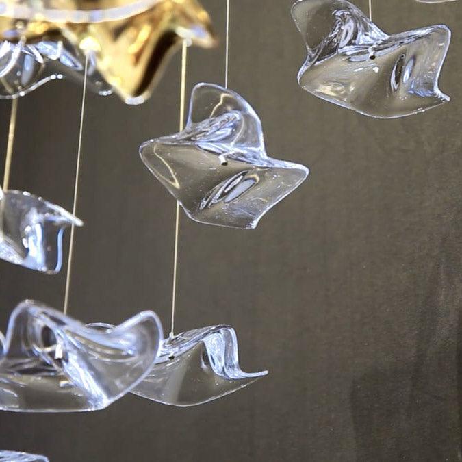 Tidal Art Glass Chandelier – Modern Cascading LED Pendant Light