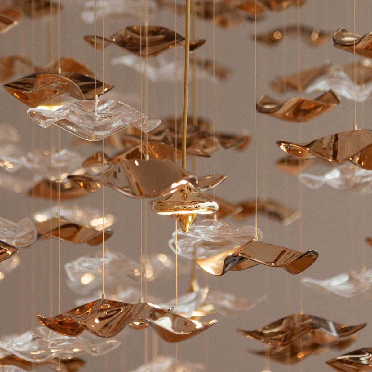 Tidal Art Glass Chandelier – Modern Cascading LED Pendant Light
