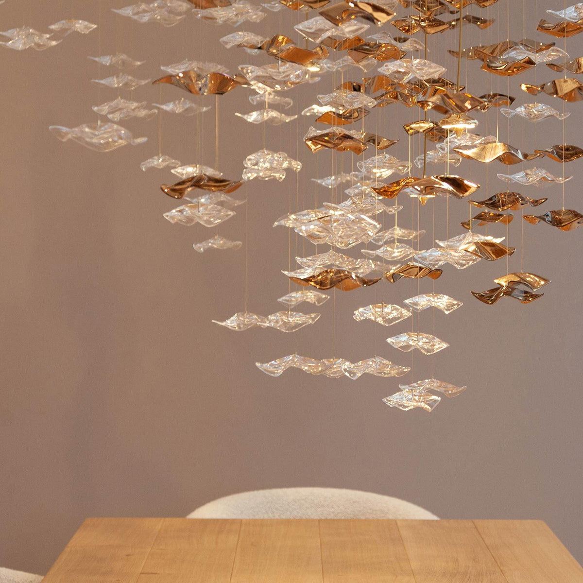 Tidal Art Glass Chandelier – Modern Cascading LED Pendant Light
