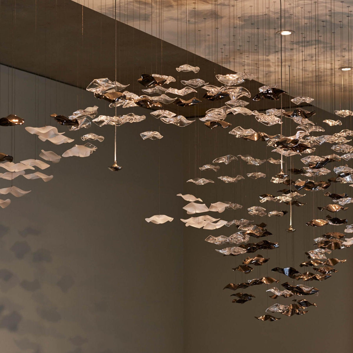 Tidal Art Glass Chandelier – Modern Cascading LED Pendant Light