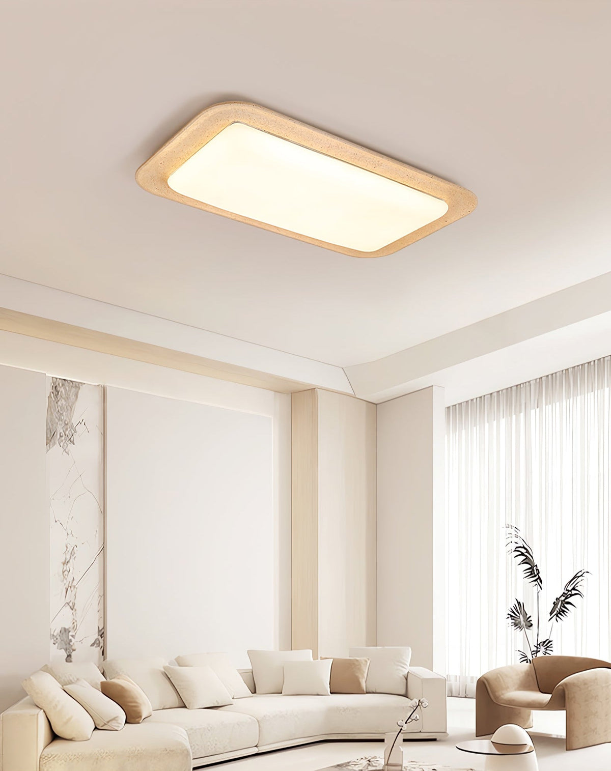 Sandveil Travertine Ceiling Light — Modern Flush Mount LED Lamp