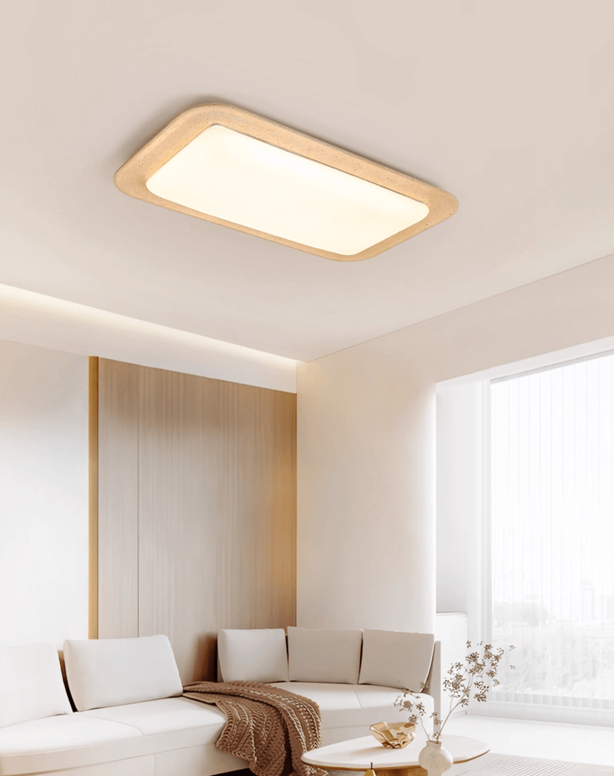 Sandveil Travertine Ceiling Light — Modern Flush Mount LED Lamp