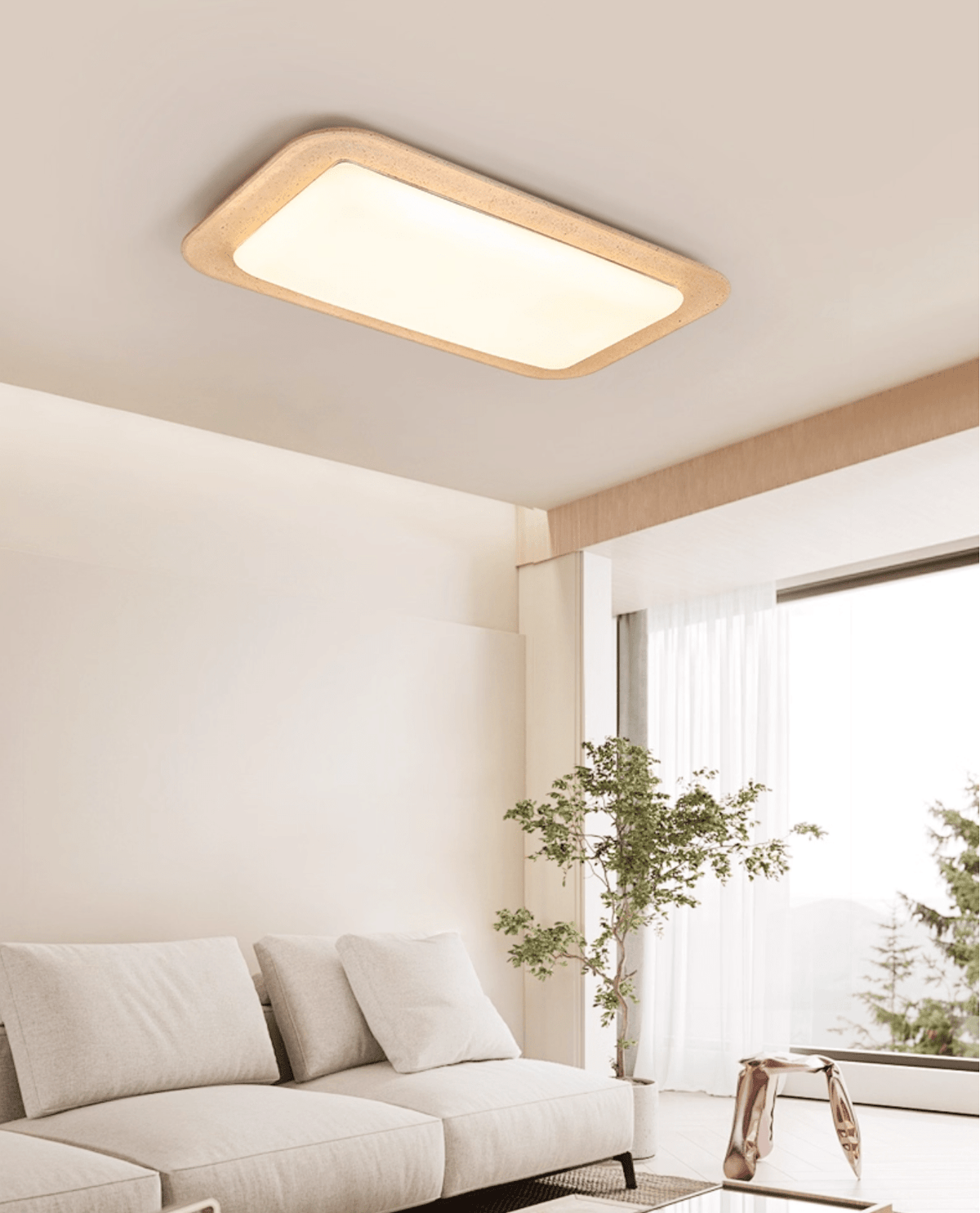 Sandveil Travertine Ceiling Light — Modern Flush Mount LED Lamp