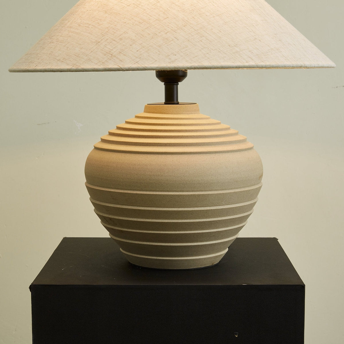 Satori Ridge Ceramic Table Lamp with Linen Shade for Modern Interiors