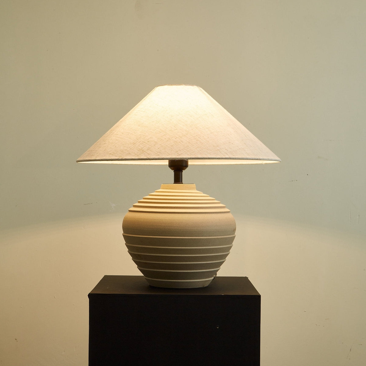 Satori Ridge Ceramic Table Lamp with Linen Shade for Modern Interiors