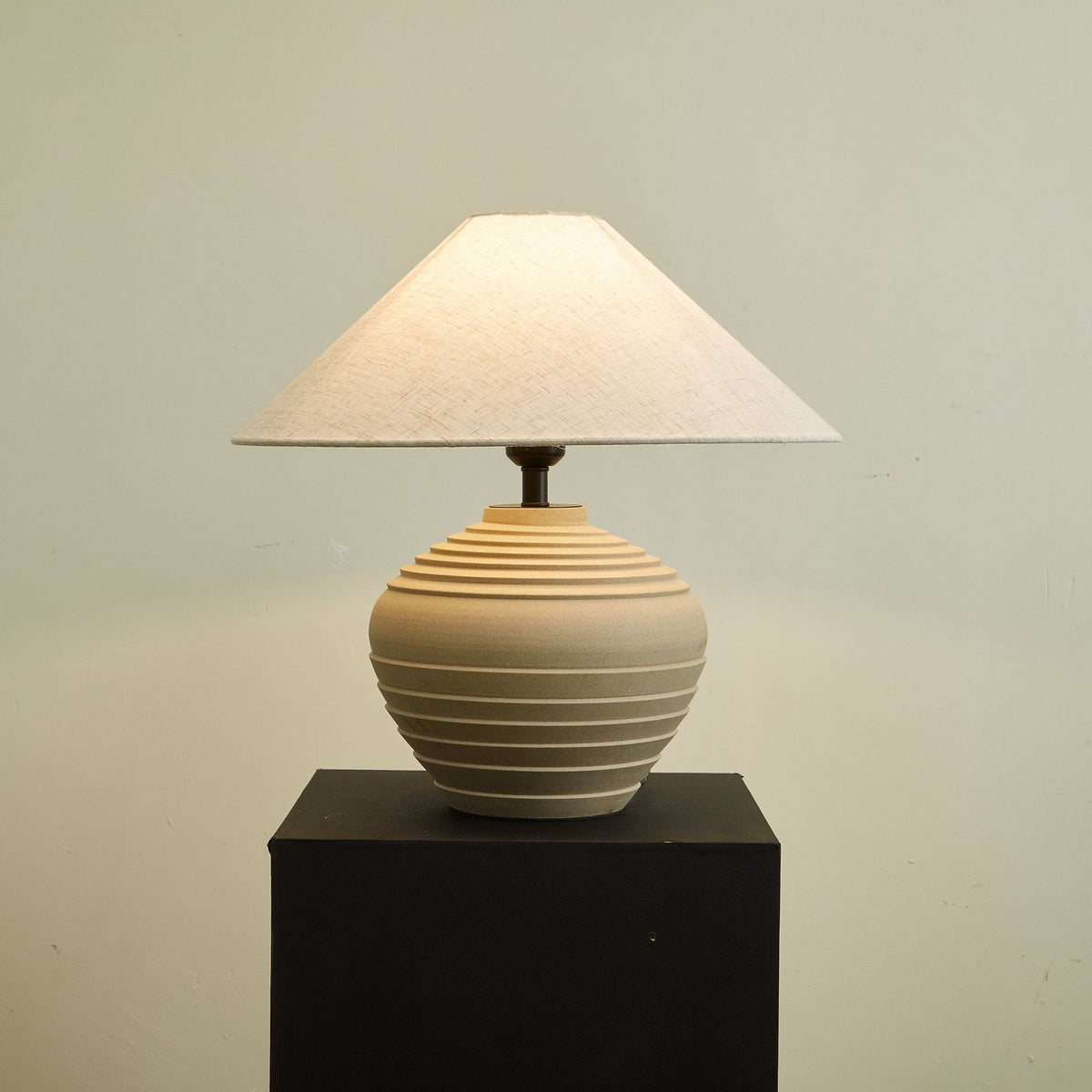 Satori Ridge Ceramic Table Lamp with Linen Shade for Modern Interiors