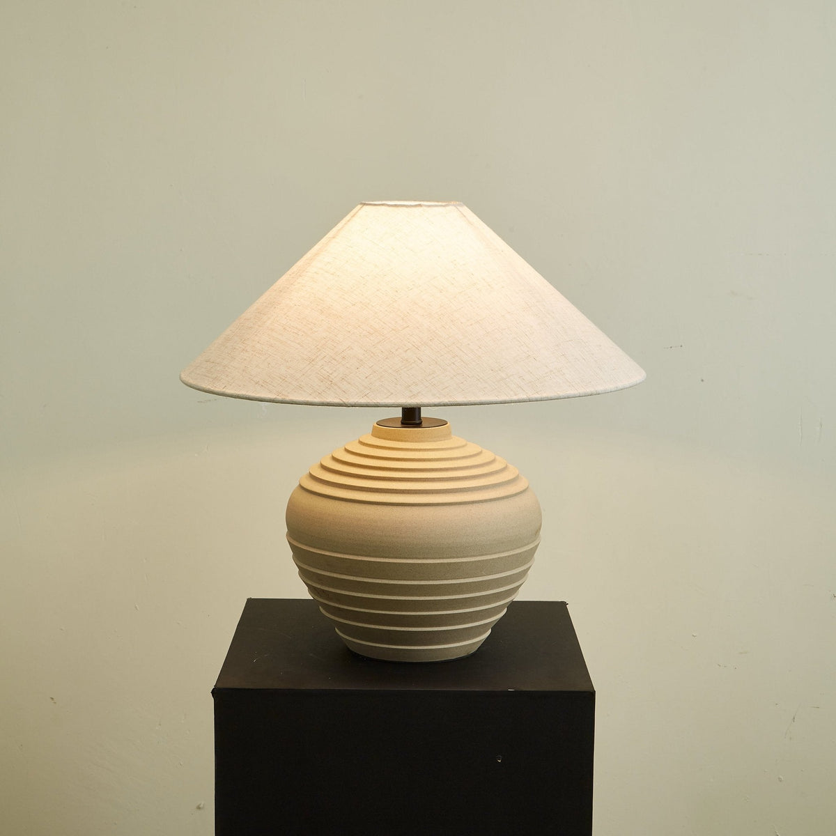 Satori Ridge Ceramic Table Lamp with Linen Shade for Modern Interiors