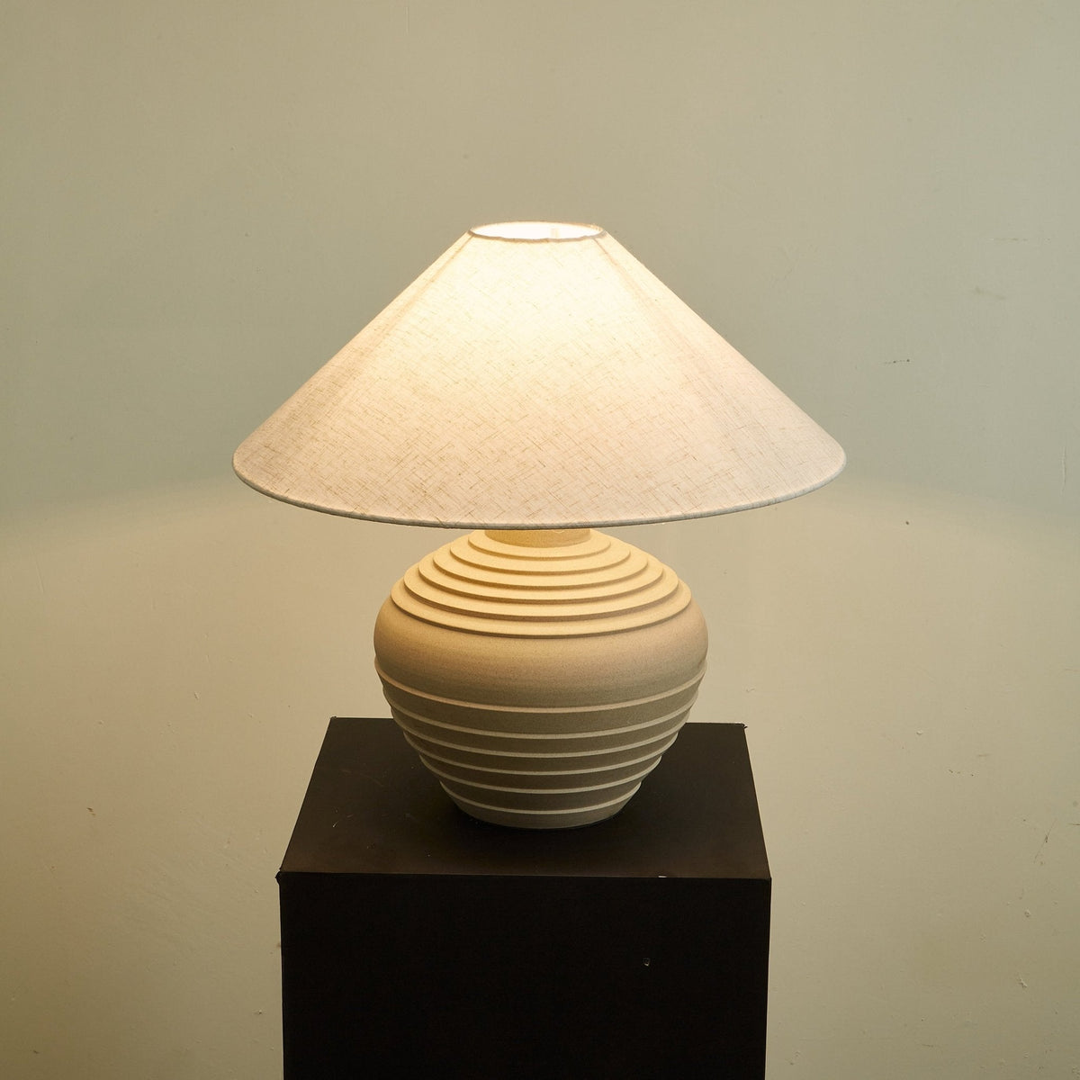 Satori Ridge Ceramic Table Lamp with Linen Shade for Modern Interiors