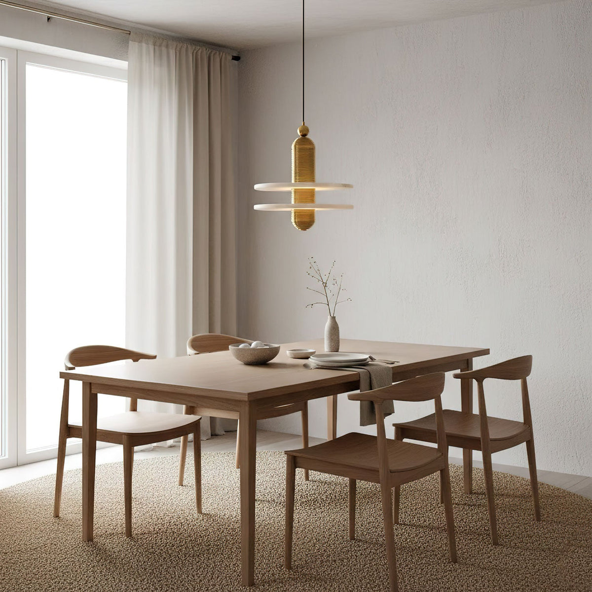 Saturn Alabaster Pendant Light – Sculptural Brass LED Chandelier