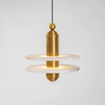 Saturn Alabaster Pendant Light – Sculptural Brass LED Chandelier