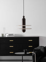 Saturn Alabaster Pendant Light – Sculptural Brass LED Chandelier