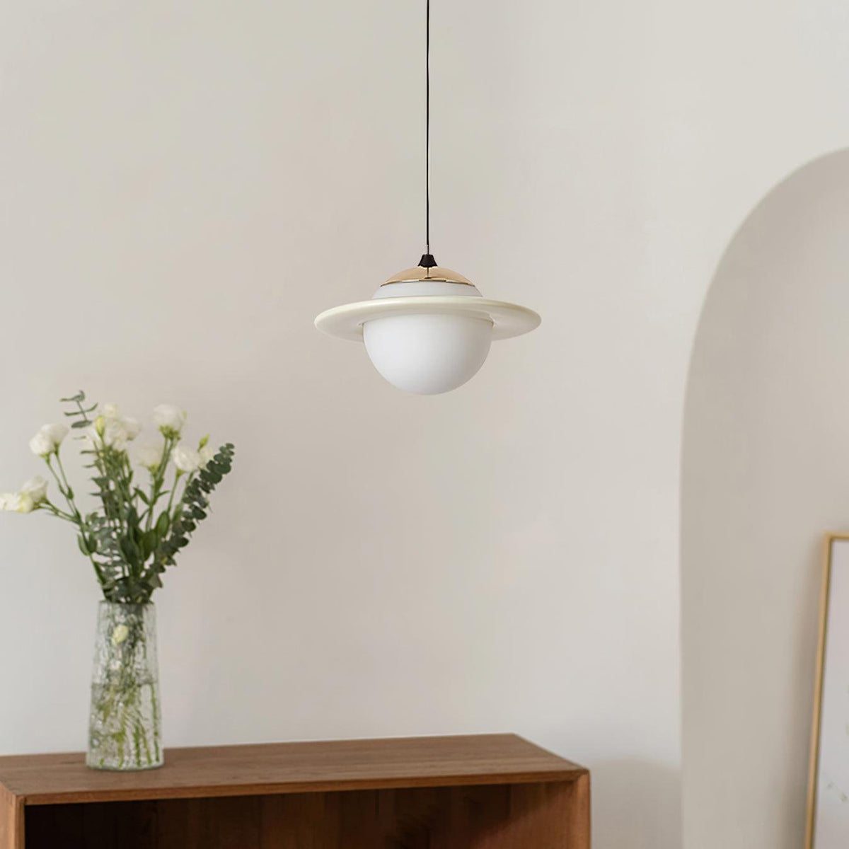 Saturn Celestial Pendant Light in Glass and Metal for Modern Interiors