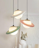 Saturn Celestial Pendant Light in Glass and Metal for Modern Interiors