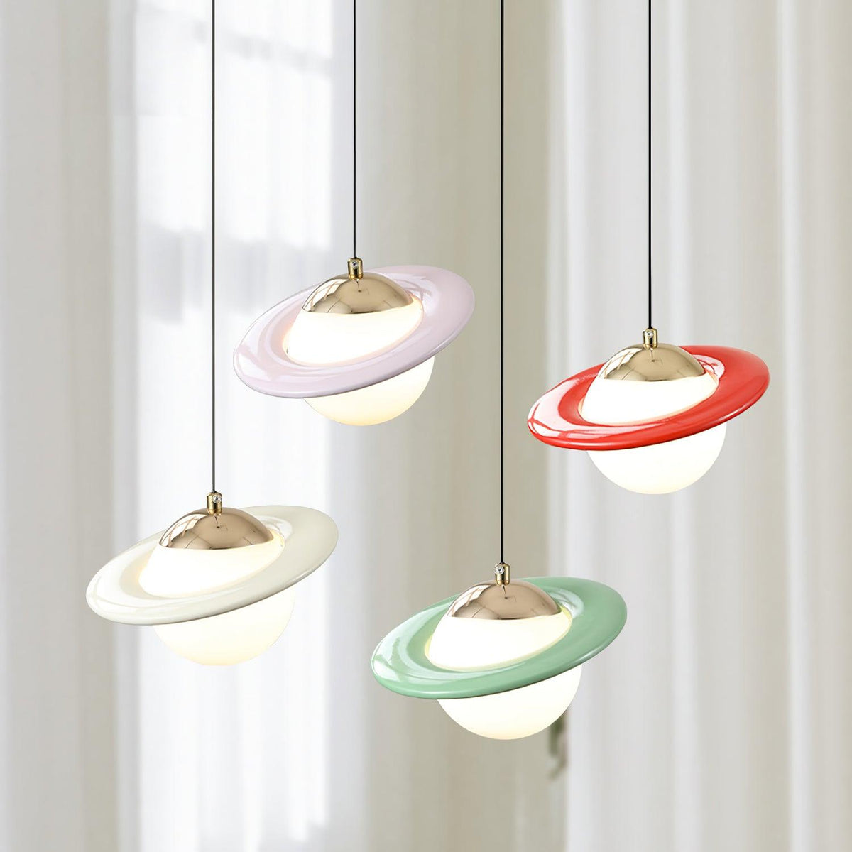 Saturn Celestial Pendant Light in Glass and Metal for Modern Interiors