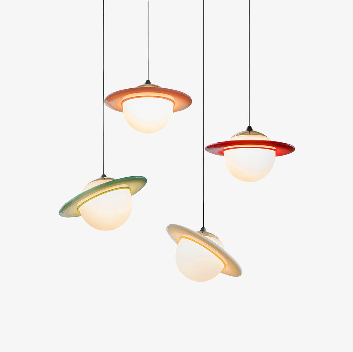 Saturn Celestial Pendant Light in Glass and Metal for Modern Interiors