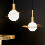 Saturne Brass & Glass Pendant Light – Modern Celestial Suspension