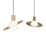 Saturne Brass & Glass Pendant Light – Modern Celestial Suspension