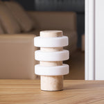 Saturn Travertine Table Lamp – Sculptural LED Accent Light