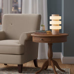 Saturn Travertine Table Lamp – Sculptural LED Accent Light
