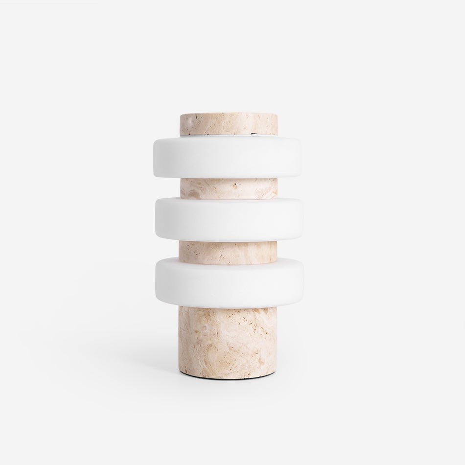 Saturn Travertine Table Lamp – Sculptural LED Accent Light