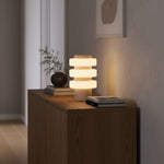 Saturn Travertine Table Lamp – Sculptural LED Accent Light