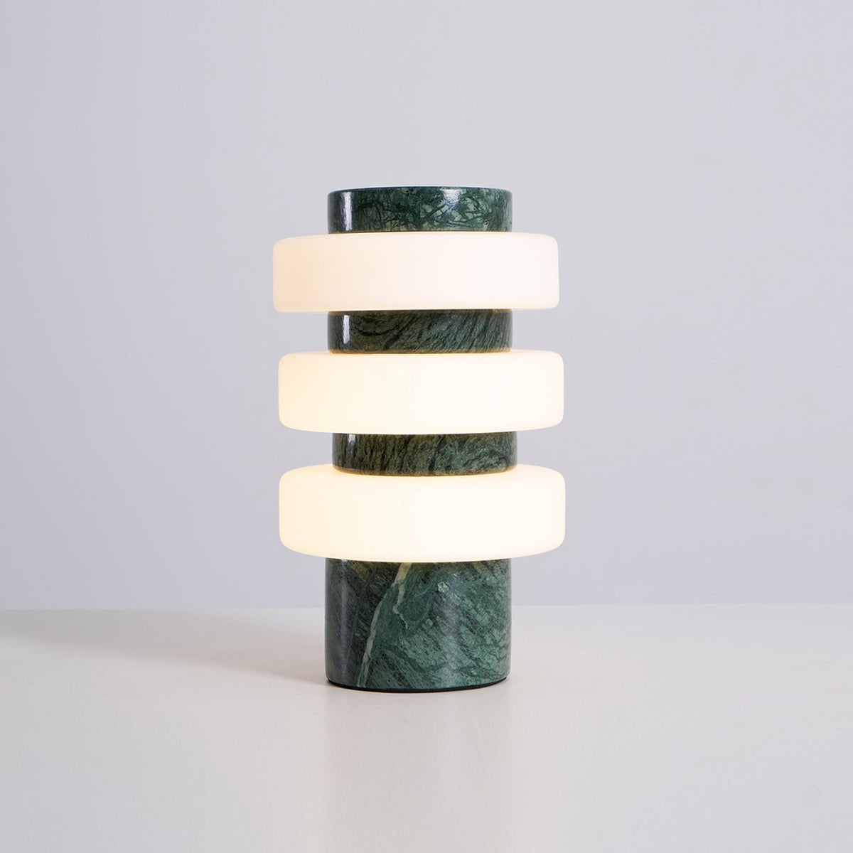 Saturn Travertine Table Lamp – Sculptural LED Accent Light