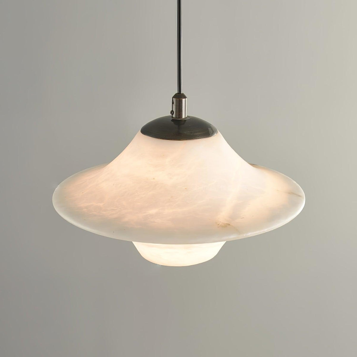 Celestial Alabaster Pendant Light with Black Metal Accents
