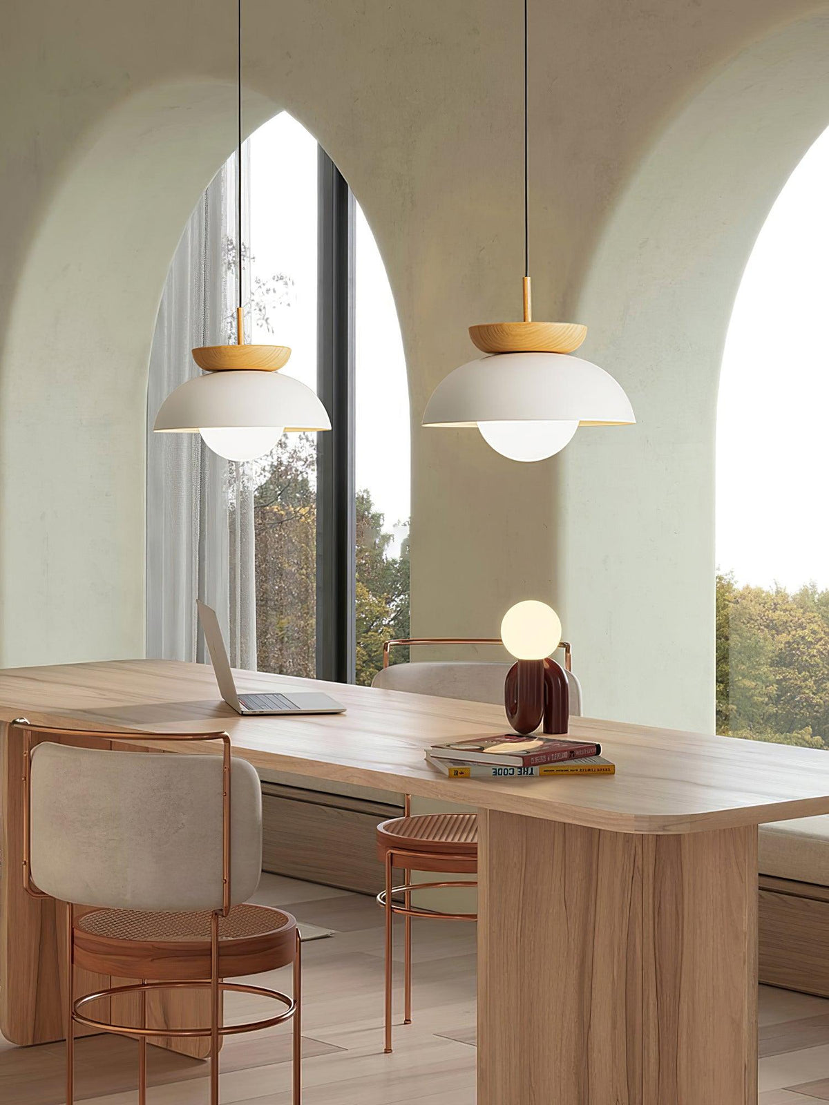 Savie Modern Wood Grain Glass Pendant Light for Dining Room and Kitchen Island