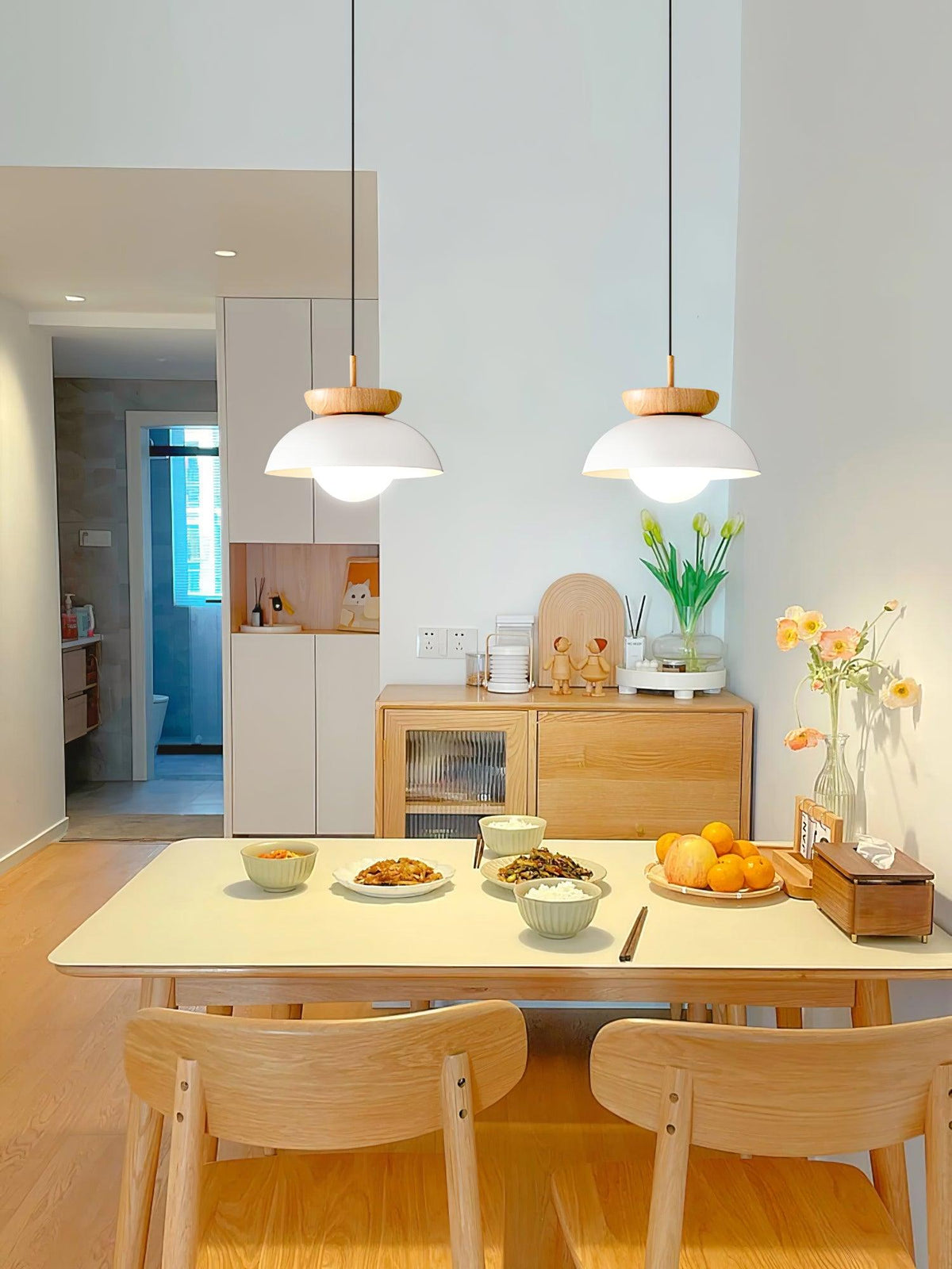Savie Modern Wood Grain Glass Pendant Light for Dining Room and Kitchen Island