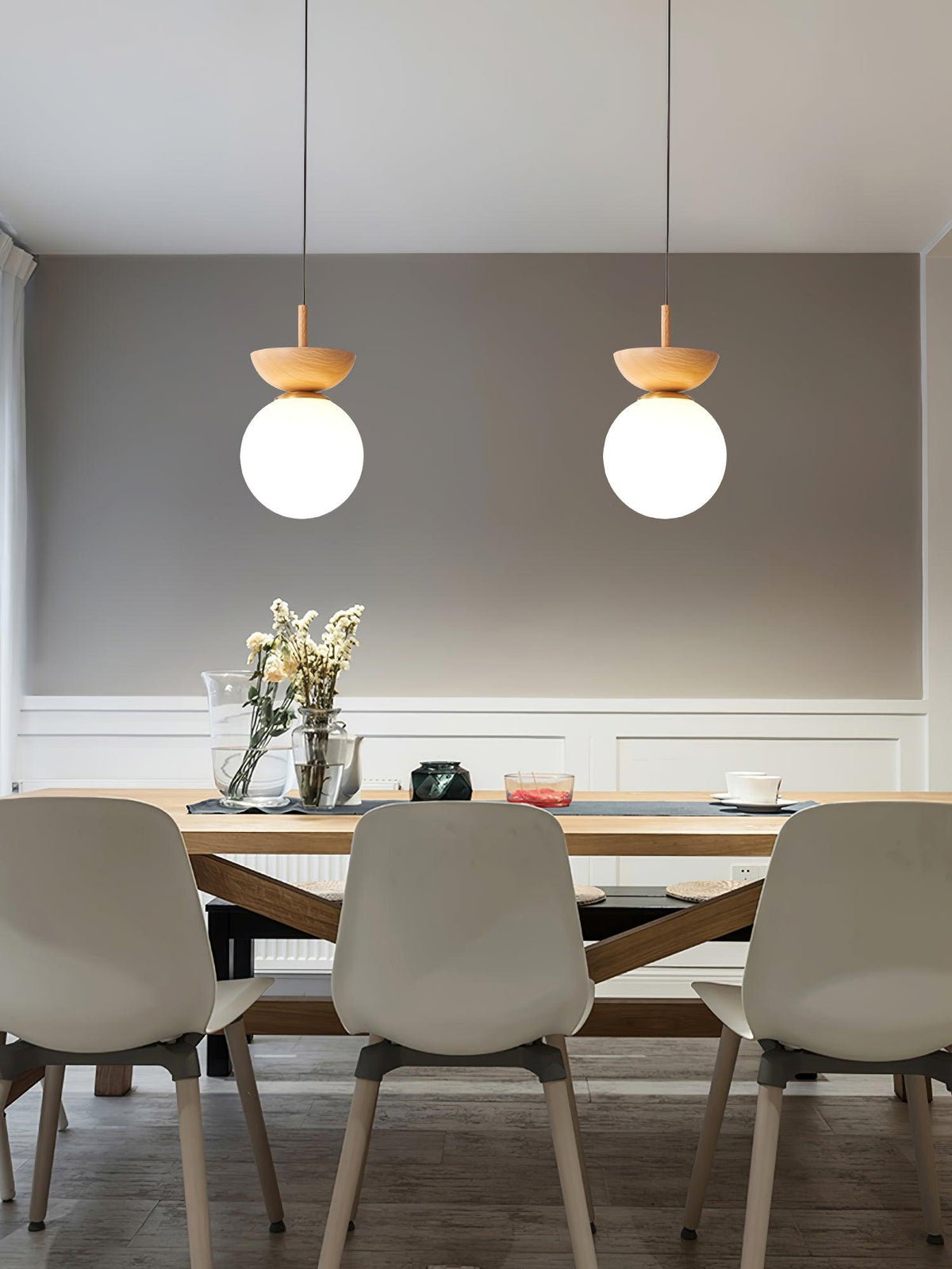 Savie Modern Wood Grain Glass Pendant Light for Dining Room and Kitchen Island