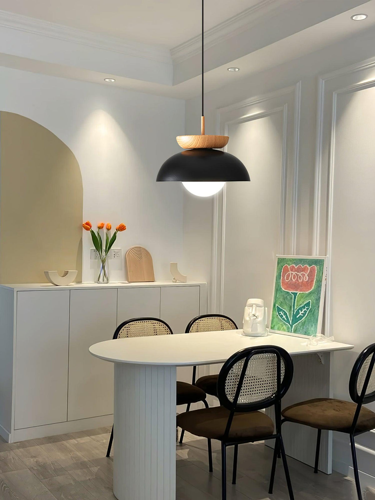 Savie Modern Wood Grain Glass Pendant Light for Dining Room and Kitchen Island