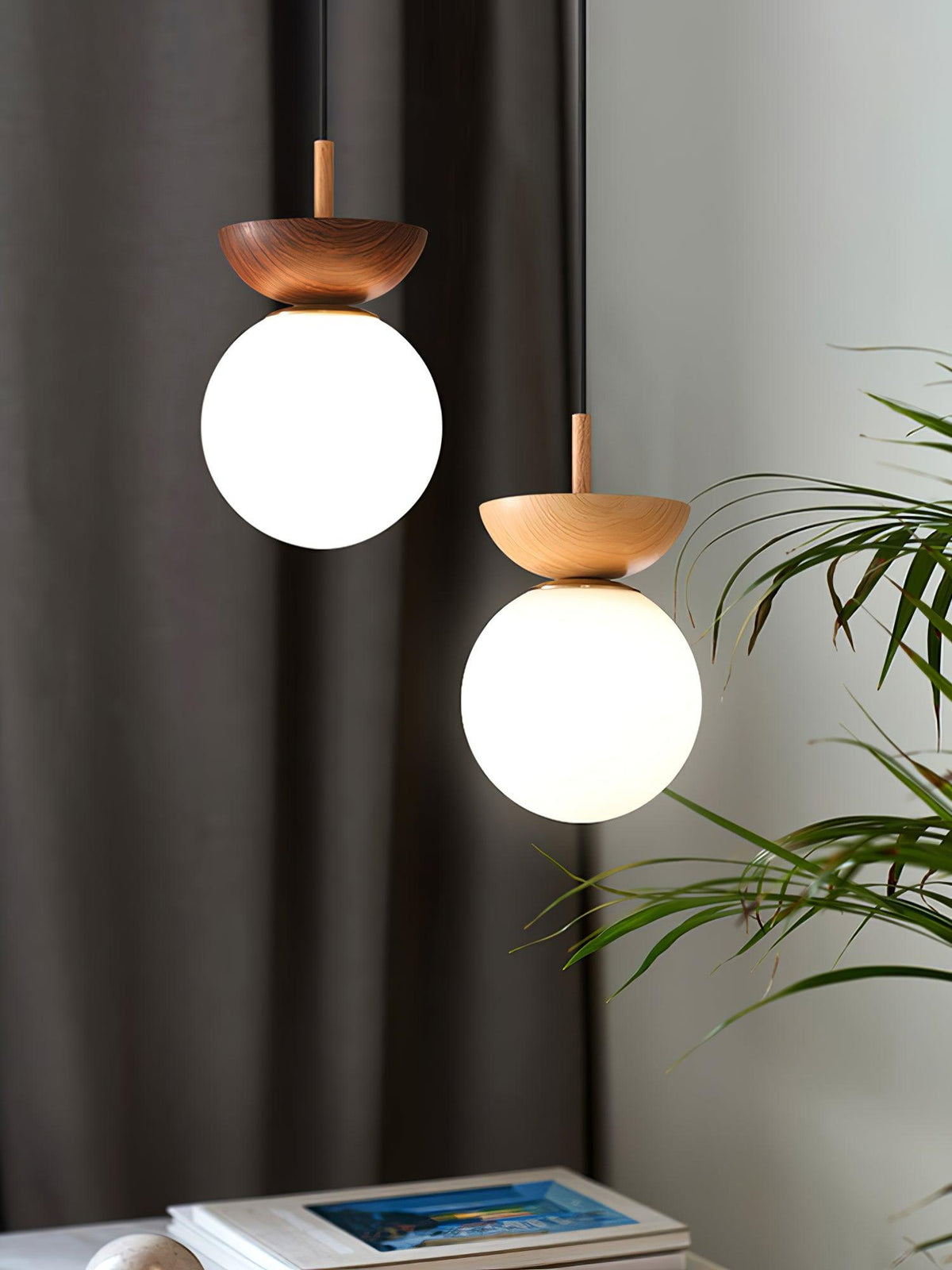 Savie Modern Wood Grain Glass Pendant Light for Dining Room and Kitchen Island