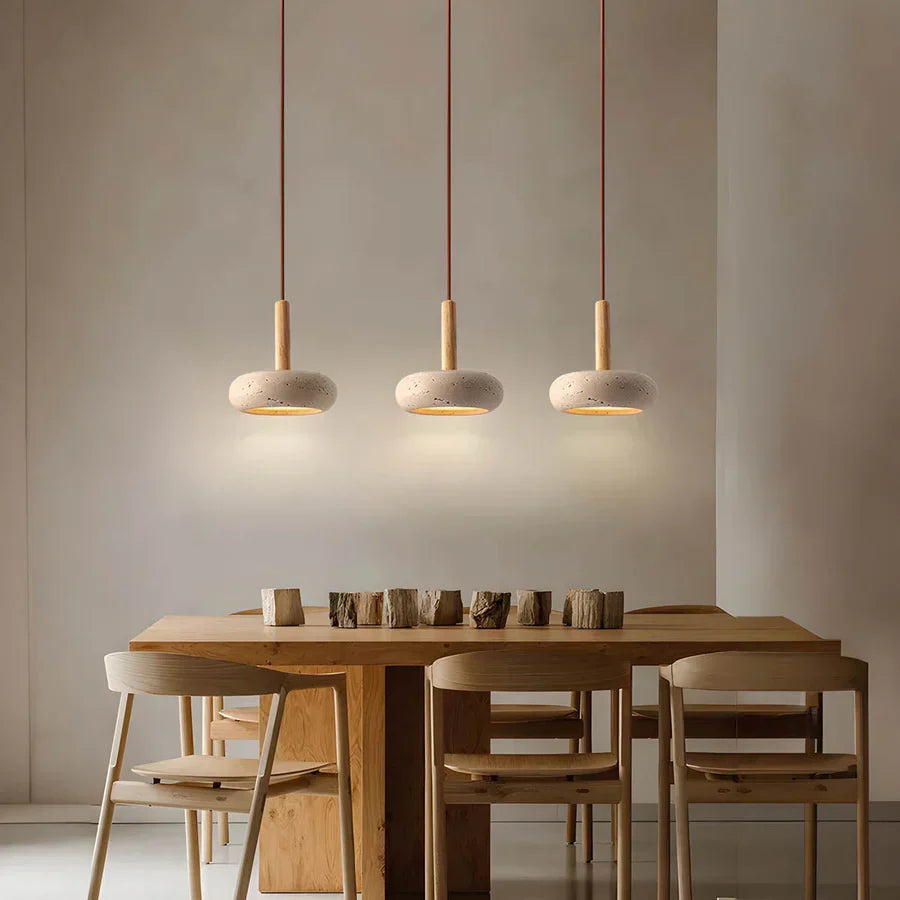 Yellow Cave Stone Japanese Style Retro Cream Pendant Lamp