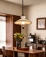 Scalloped Ceramic Pendant Light with Coiled Cord for Modern Interiors