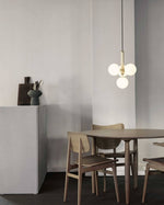 Scandiluxe Brass Pendant Light with Glass Shade – Modern Swag Ceiling Lamp