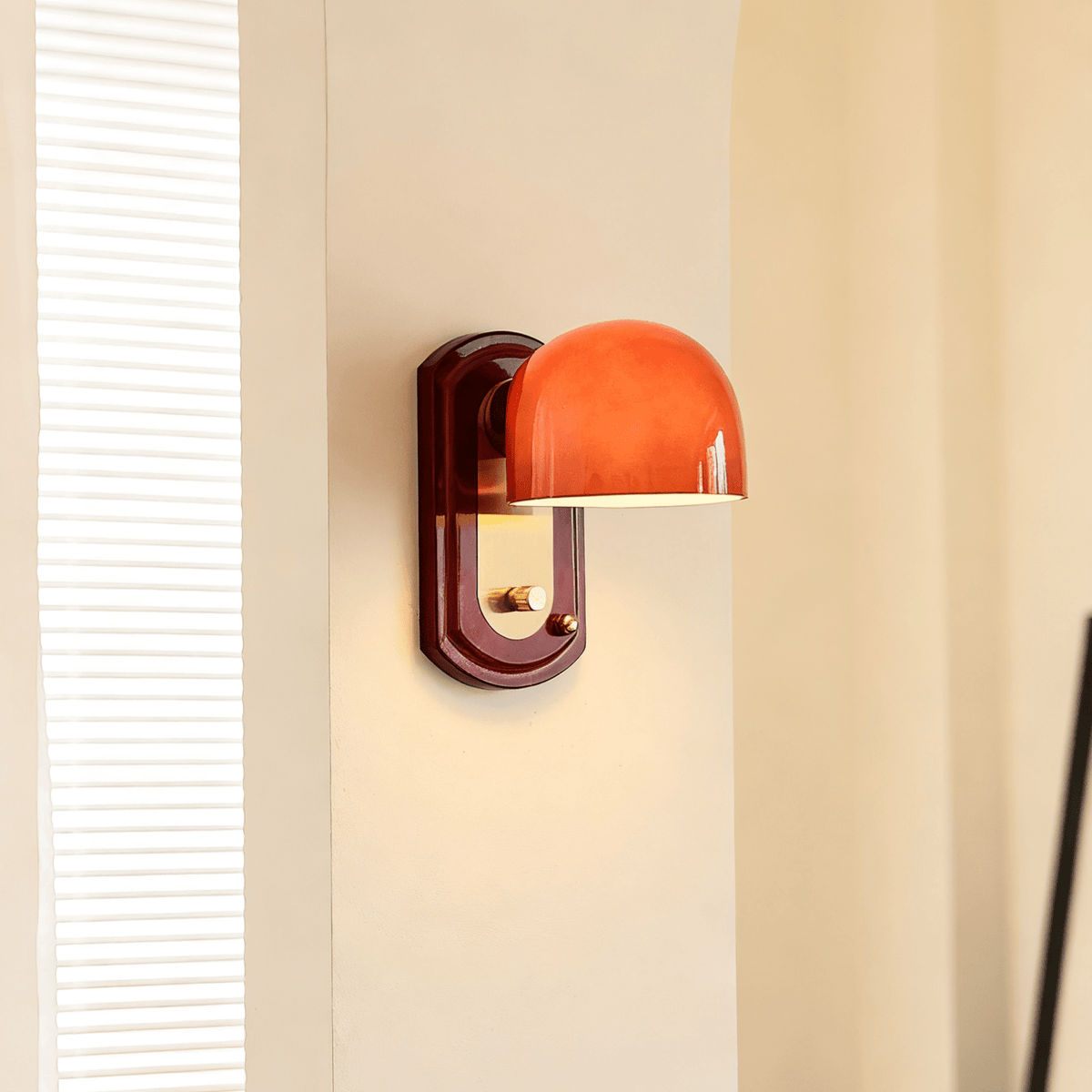 Scarlet Dome Wall Sconce in Gold and Red Glass