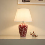 Scarlet Vine Ceramic Table Lamp with White Fabric Shade