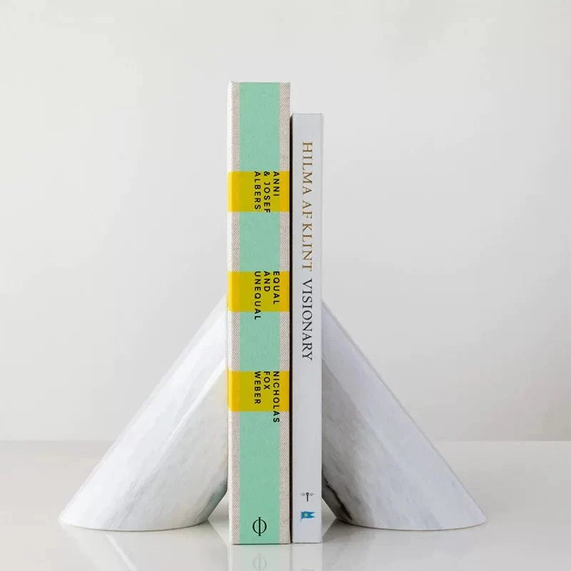 Sculptural Marble Bookends in Natural Stone for Modern Interiors