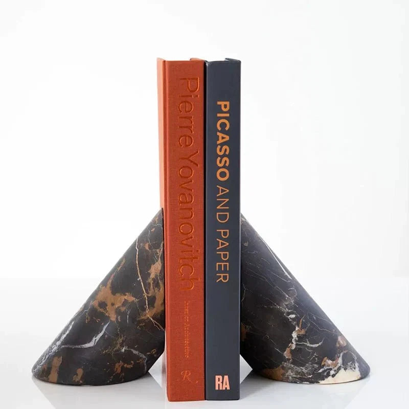 Sculptural Marble Bookends in Natural Stone for Modern Interiors