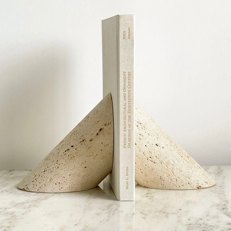 Sculptural Marble Bookends in Natural Stone for Modern Interiors